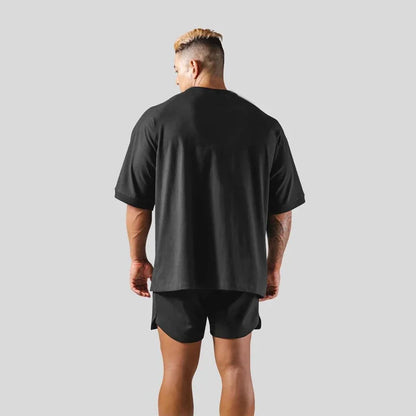 Apex Ritual – Oversized Men's Letter Print Sports Tee – Training Streetwear T-Shirt