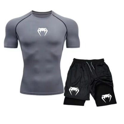 Apex Ritual Men's Training Set – Short-Sleeve Tee & Quick-Dry Mesh Shorts