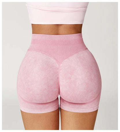 Apex Ritual – Women's High-Waist Yoga Shorts – Sand-Washed Squat-Proof Training Shorts
