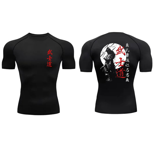 Apex Ritual – Japan Samurai Spirit Compression T-Shirt – Quick-Dry Athletic Gym Running Tee