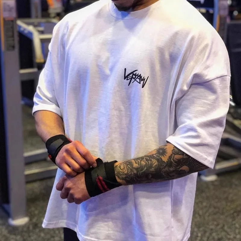 Apex Ritual – Men's Oversized Sports T-Shirt – Round Collar Cotton Summer Training Running Tee