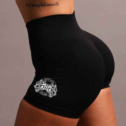 Apex Ritual – Women's High-Waist Peach Shorts – Seamless Knitted Fitness Yoga Pants