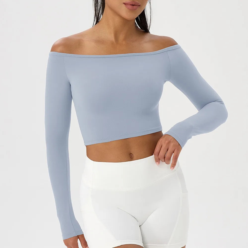 Apex Ritual – Women's Off-Shoulder Long-Sleeve Top – Quick-Dry Yoga & Gym Shirt