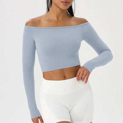 Apex Ritual – Women's Off-Shoulder Long-Sleeve Top – Quick-Dry Yoga & Gym Shirt