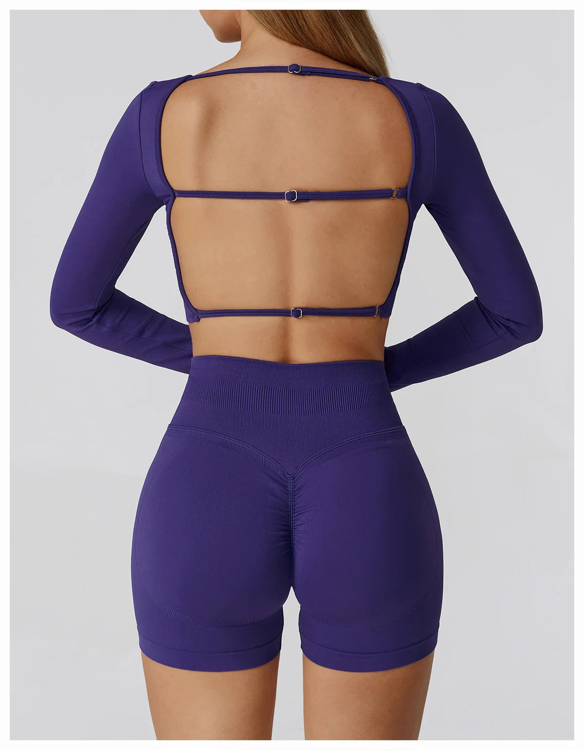 Apex Ritual – Seamless Quick-Dry Sportswear – Women's Square Neck Gym Crop Top & Long Sleeve