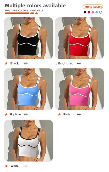 Apex Ritual – Color Blocking Sports Vest Women – No-Wire Push Up Fitness Bra
