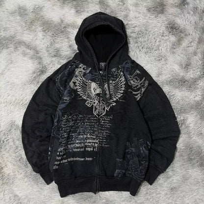 Apex Ritual – Y2K Harajuku Vintage Letter Embroidered Jacket Women – Gothic Hip Hop Casual Coat