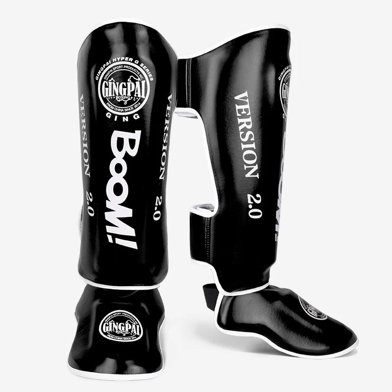 Apex Ritual – PU Leather Boxing Shin Guards – MMA & Muay Thai Ankle Protector Shin Pads