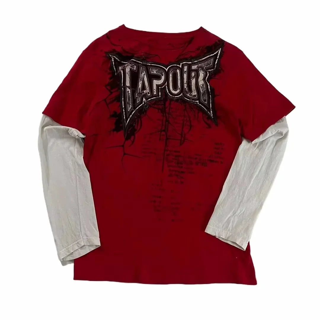 Apex Ritual – Y2K Hip Hop Oversized Long Sleeve T-Shirt – Gothic Round Neck Streetwear Top