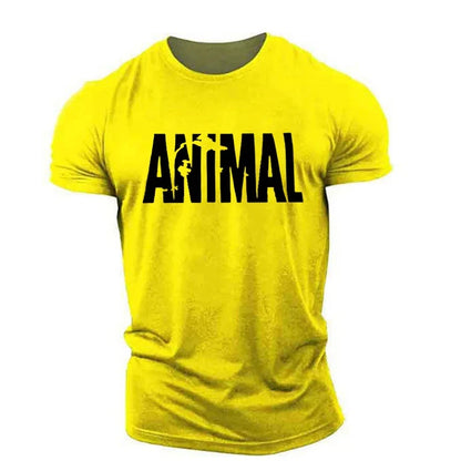 Apex Ritual – Animal Letter Men's Oversized Gym T-Shirt – Minimalist O-Neck Streetwear Sportswear