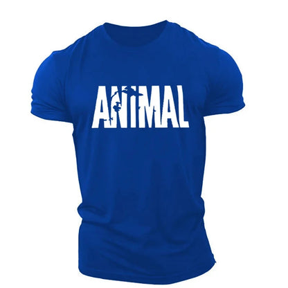 Apex Ritual – Animal Letter Men's Oversized Gym T-Shirt – Minimalist O-Neck Streetwear Sportswear