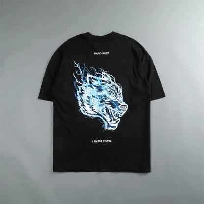 Apex Ritual – Lightning Wolf Head Print Cotton T-Shirt – Round Neck Short Sleeve Unisex