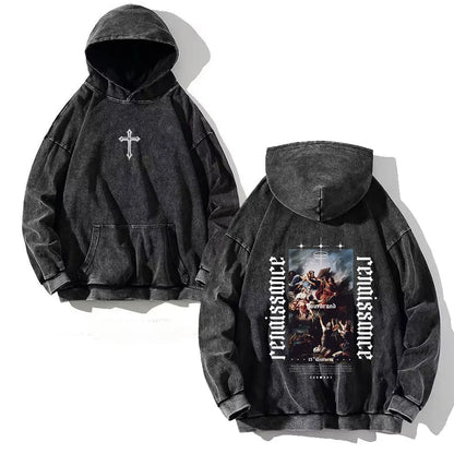 Apex Ritual – Men's Y2K Skull Print Oversized Hoodie – Vintage Hip Hop Pullover Sweatshirt