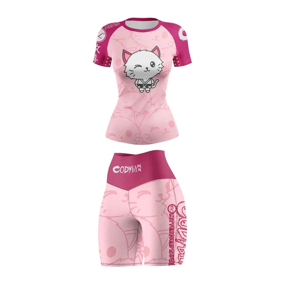 Apex Ritual – Women's MMA Tracksuit Set (4pcs) – BJJ Boxing Rashguard, Grappling & Muay Thai Shorts
