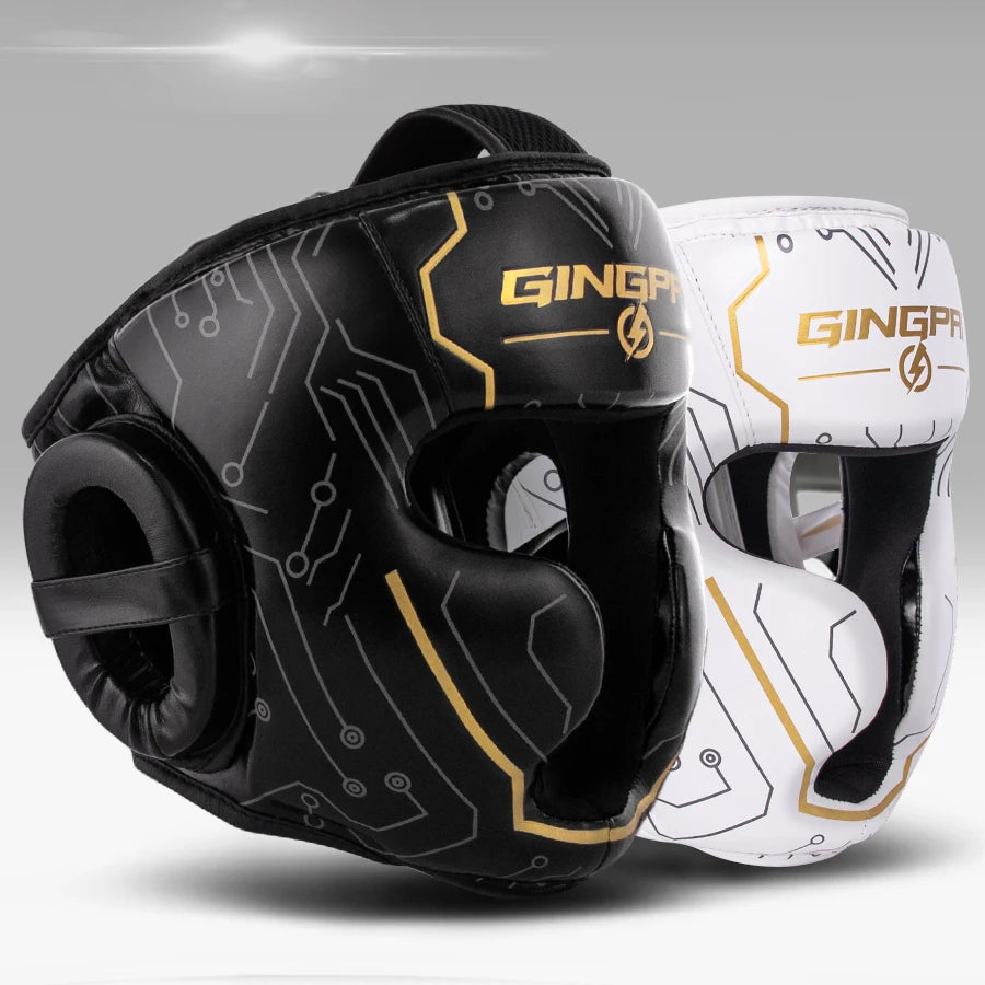 Apex Ritual – Full-Coverage MMA Boxing Helmet – Leather Head Guard for Muay Thai & Kickboxing