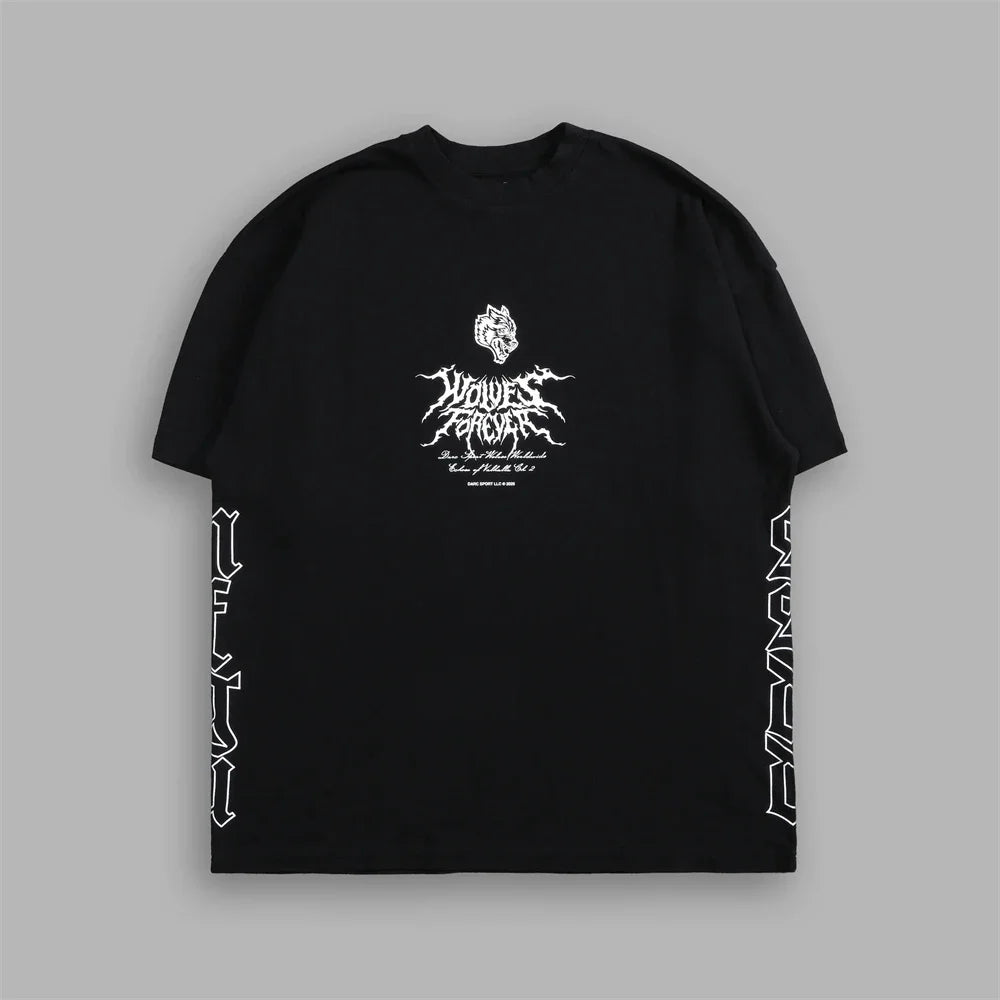 Apex Ritual – EINHERJAR Side By Side Oversized Tee – Y2K Gothic Hip Hop Couple T-Shirt