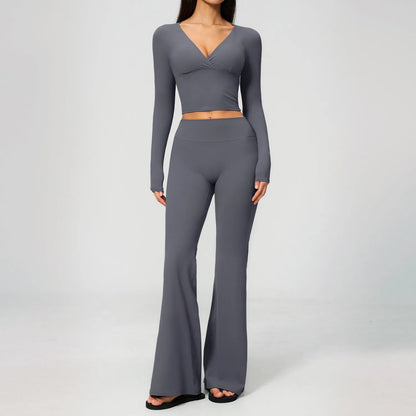 Apex Ritual – Yoga Set 2PCS Women – Gym Legging Fitness Bra Crop Top Long Sleeve Sports Suits