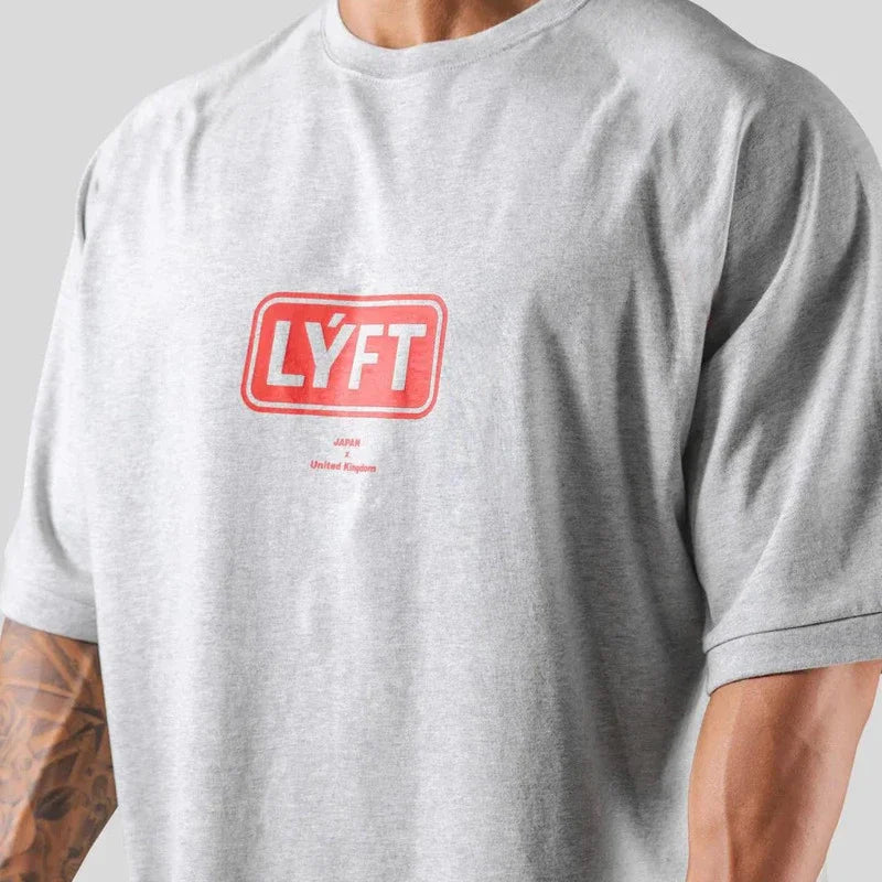 Apex Ritual – Oversized Men's Letter Print Sports Tee – Training Streetwear T-Shirt