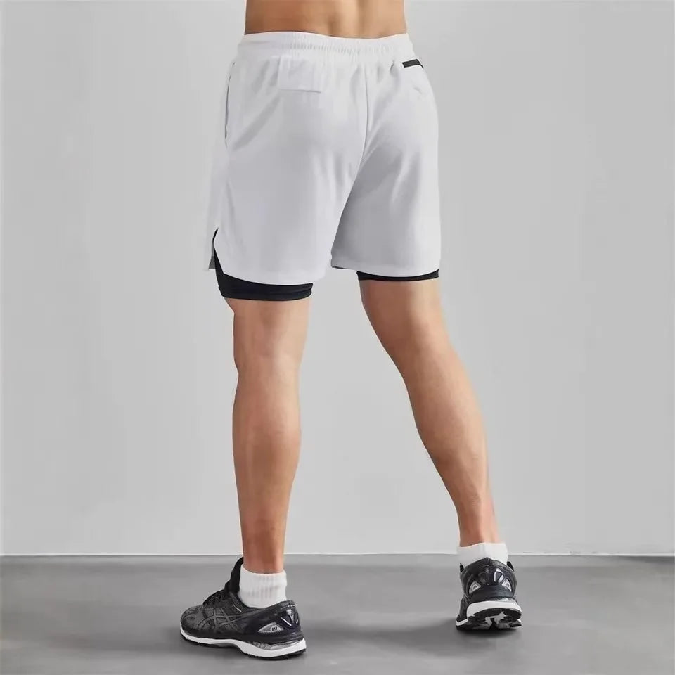 Apex Ritual – Men's 2-in-1 Fitness Running Shorts – Compression Lining with Phone Bag & Towel Ring