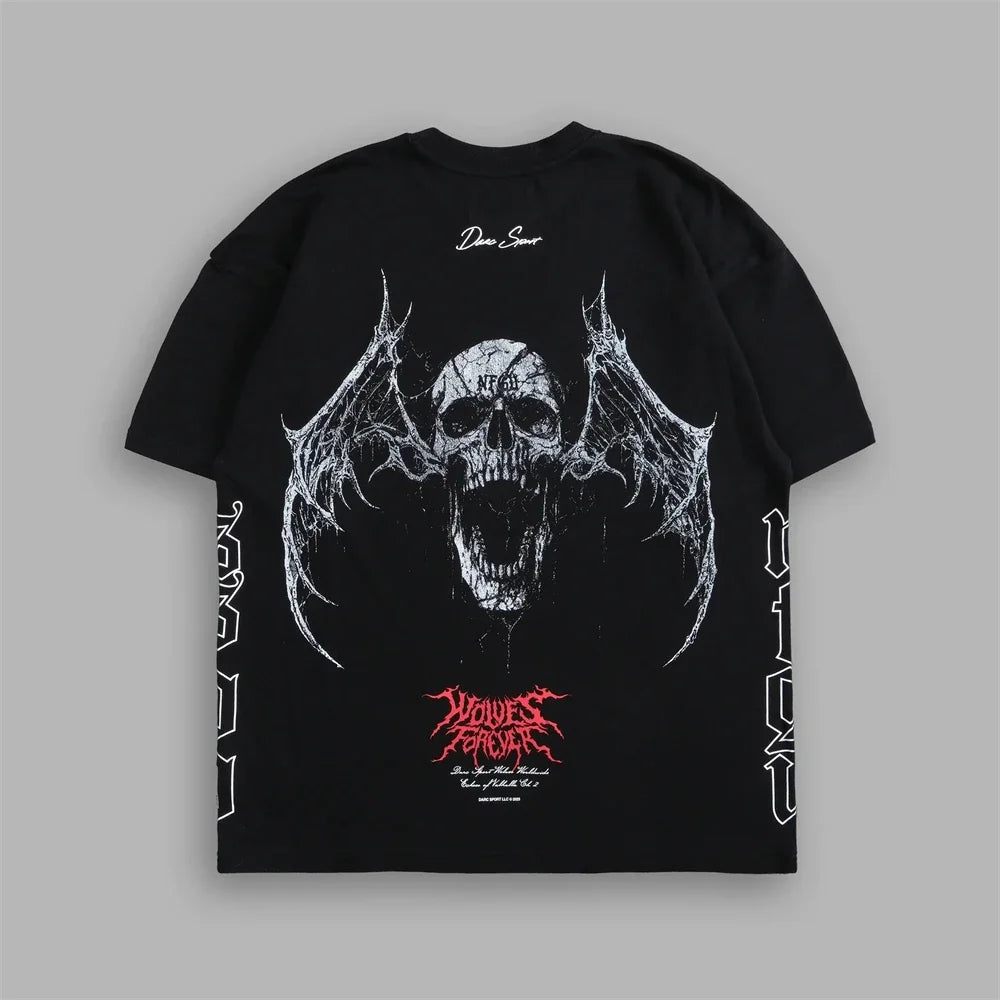 Apex Ritual – EINHERJAR Side By Side Oversized Tee – Y2K Gothic Hip Hop Couple T-Shirt