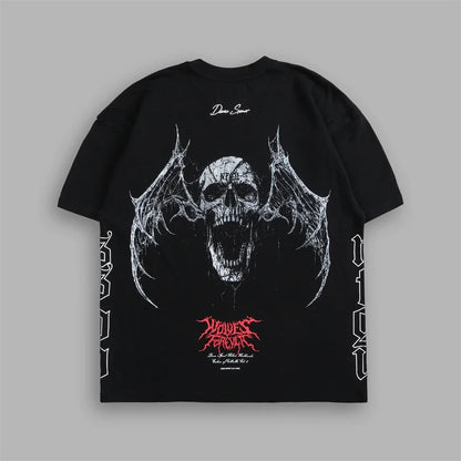 Apex Ritual – EINHERJAR Side By Side Oversized Tee – Y2K Gothic Hip Hop Couple T-Shirt