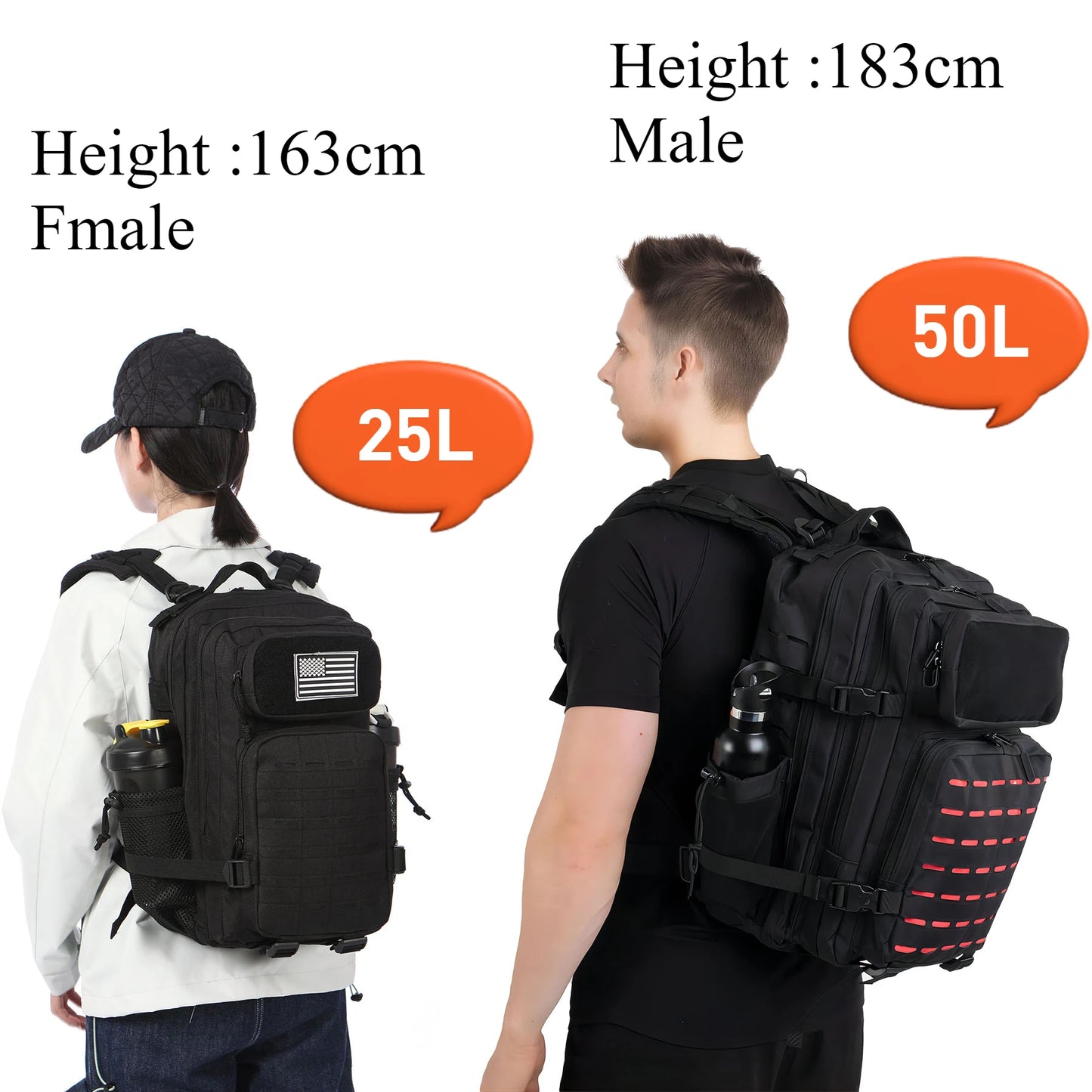 Apex Ritual – Tactical Molle Hunting Backpack 25L/50L – EDC Gym & Outdoor Hiking Rucksack with Bottle Holders
