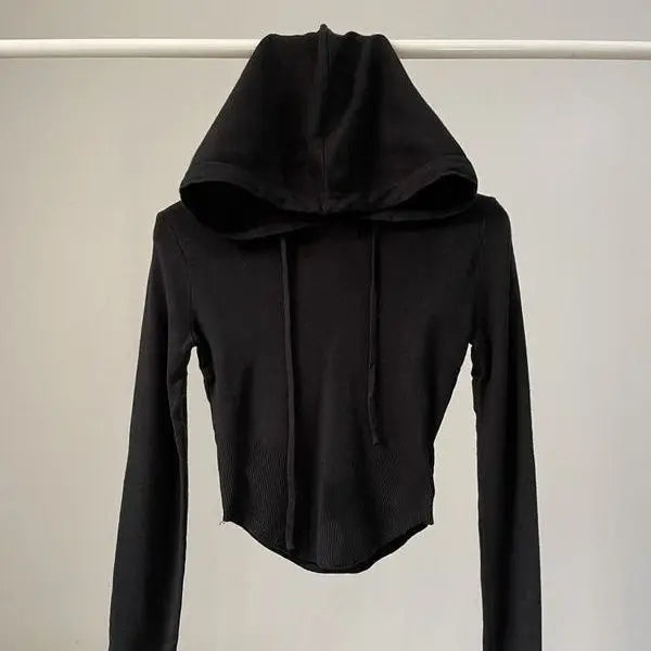 Apex Ritual – Hot Girl Color Slim Fit Long Sleeve Hoodie – High Waist Navel Short Top