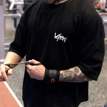 Apex Ritual – Men's Oversized Sports T-Shirt – Round Collar Cotton Summer Training Running Tee