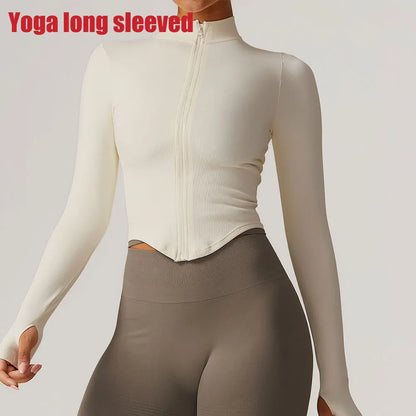 Apex Ritual – Ribbed Yoga Tops Women – Standing Collar Long Sleeve Fitness Top Gym Running Shirt