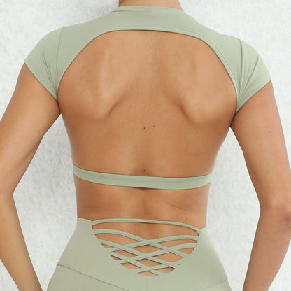 Apex Ritual – Sexy Padded Sports Shirts Breathable Workout Tops – Backless Yoga Crop Tops Women Gym Top