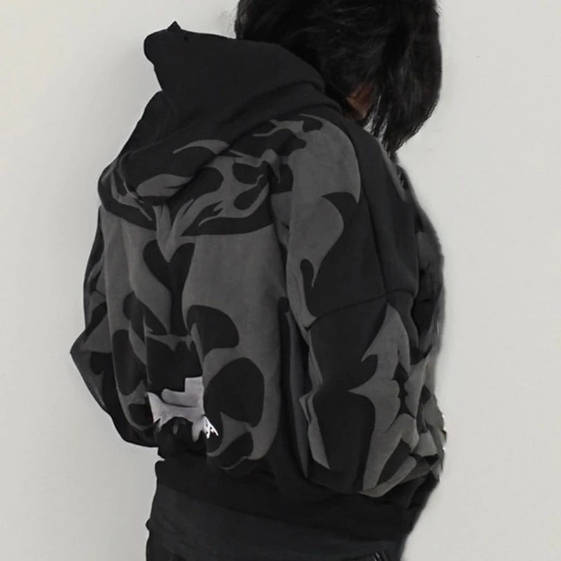 Apex Ritual – Y2K Men's Baggy Hoodies – Autumn Long Sleeve Loose Hooded Vintage Zipper Cardigan