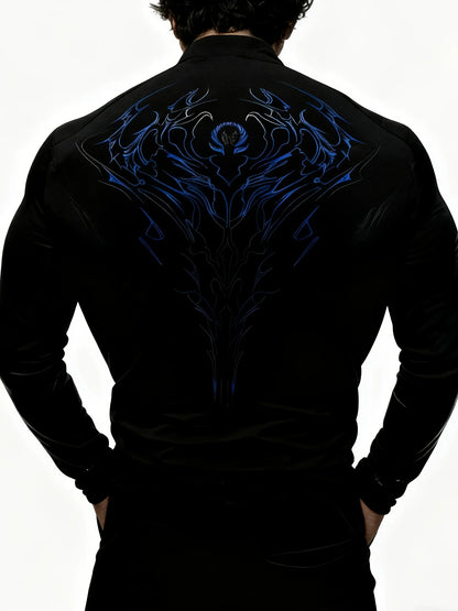 Apex Ritual – Men's Geometric High-Neck Compression Long Sleeve – Tight Fit Gym Sports Top