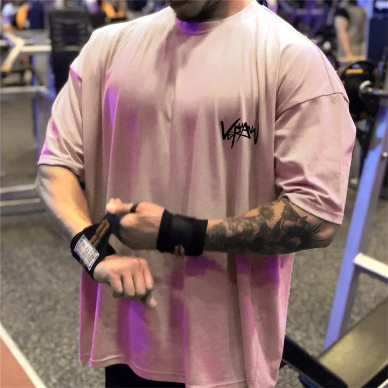 Apex Ritual – Men's Oversized Sports T-Shirt – Round Collar Cotton Summer Training Running Tee