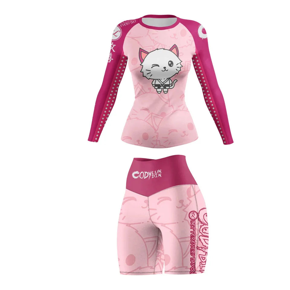 Apex Ritual – Women's MMA Tracksuit Set (4pcs) – BJJ Boxing Rashguard, Grappling & Muay Thai Shorts