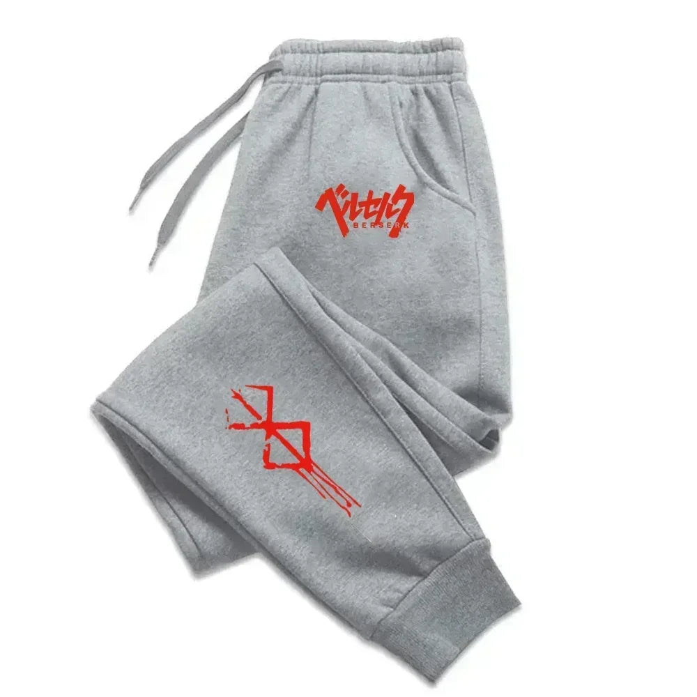 Apex Ritual – Men's Anime Print Fleece Joggers – Loose Fit Workout Running Pants