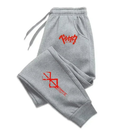 Apex Ritual – Men's Anime Print Fleece Joggers – Loose Fit Workout Running Pants