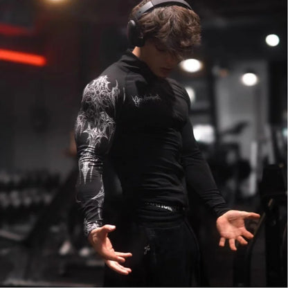 Apex Ritual – Men's Gym Zip-Up Printed Jacket – Oversized Streetwear Sports Fitness Bodysuit