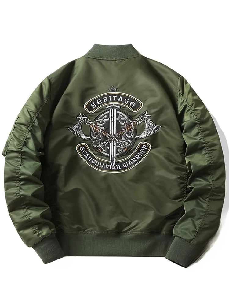 Apex Ritual – Spring Autumn Embroidered MA1 Pilot Jacket Men – Trendy American Workwear Baseball Style