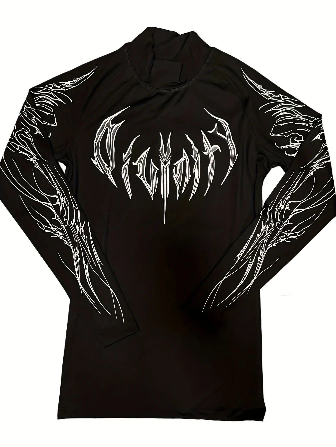 Apex Ritual – Men's Geometric High-Neck Compression Long Sleeve – Tight Fit Gym Sports Top