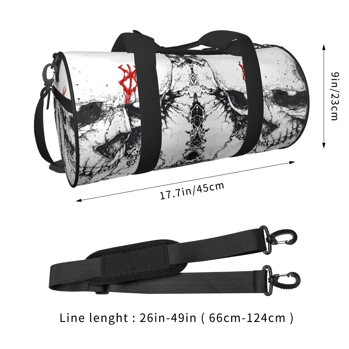 Apex Ritual – Skull Print Sports Gym Bag – Large Capacity Streetwear Training & Travel Bag