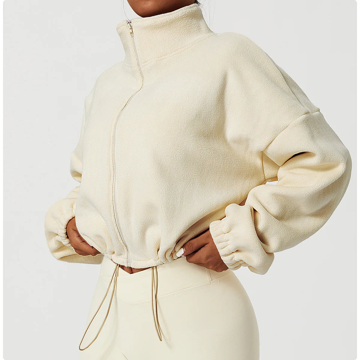 Apex Ritual Women's Fleece Zip Hoodie – Cropped Stand-Collar Training Jacket