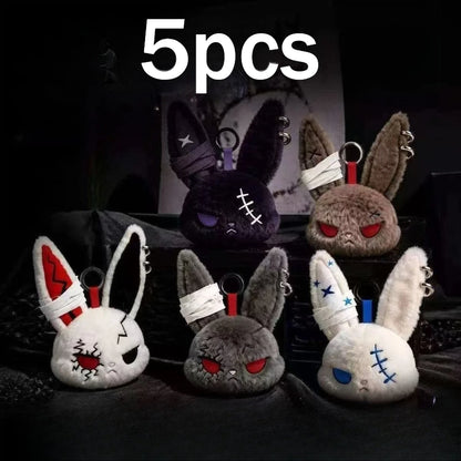 Apex Ritual – Hot Gothic Bunny Plush Keychain – Kawaii Rabbit Bag Charm Key Ring Pendant