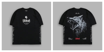 Apex Ritual – EINHERJAR Side By Side Oversized Tee – Y2K Gothic Hip Hop Couple T-Shirt