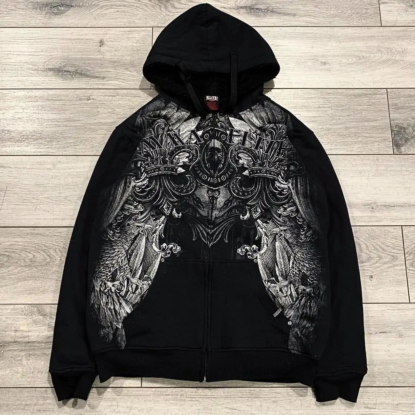 Apex Ritual – Vintage Y2K Skull Print Zip-Up Hoodie – Oversized Hip Hop Pullover Unisex