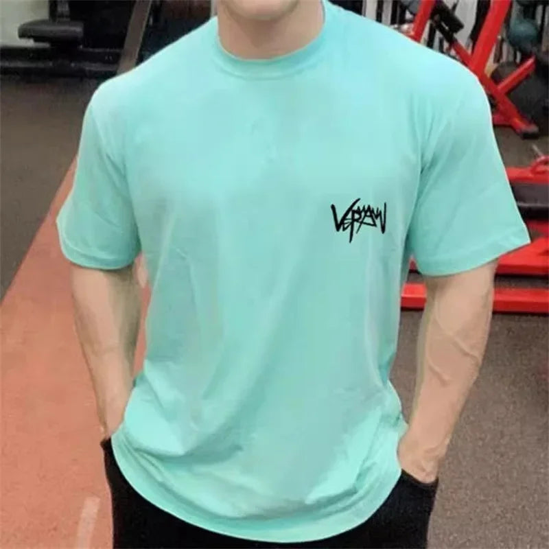 Apex Ritual – Men's Oversized Sports T-Shirt – Round Collar Cotton Summer Training Running Tee
