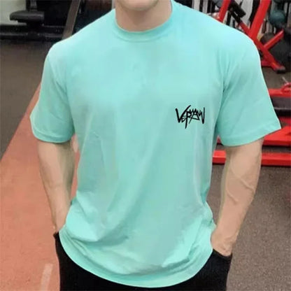 Apex Ritual – Men's Oversized Sports T-Shirt – Round Collar Cotton Summer Training Running Tee
