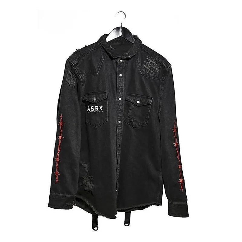 Apex Ritual – Gym Mens Denim Jacket – Fashion Motorcycle Jeans Jacket Casual Sports Fitness Coat