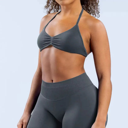 Apex Ritual – Women's 2-Piece Gym Set – Strappy Bra & High-Waist Scrunch Shorts