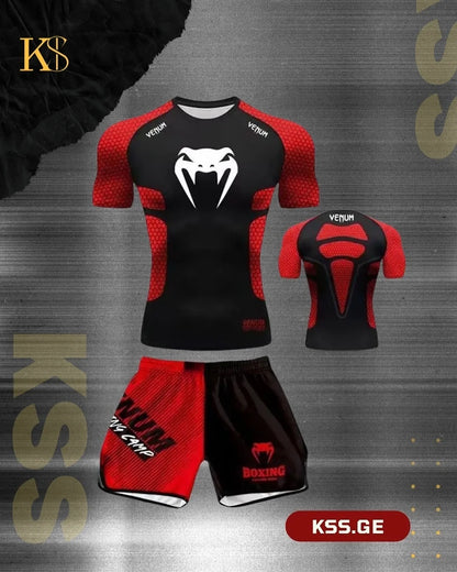 Apex Ritual – Men's Martial Arts & Boxing Casual Set – Short-Sleeve Shorts Set