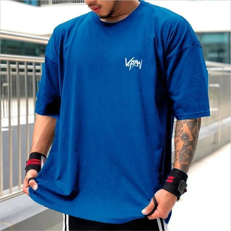 Apex Ritual – Men's Oversized Sports T-Shirt – Round Collar Cotton Summer Training Running Tee